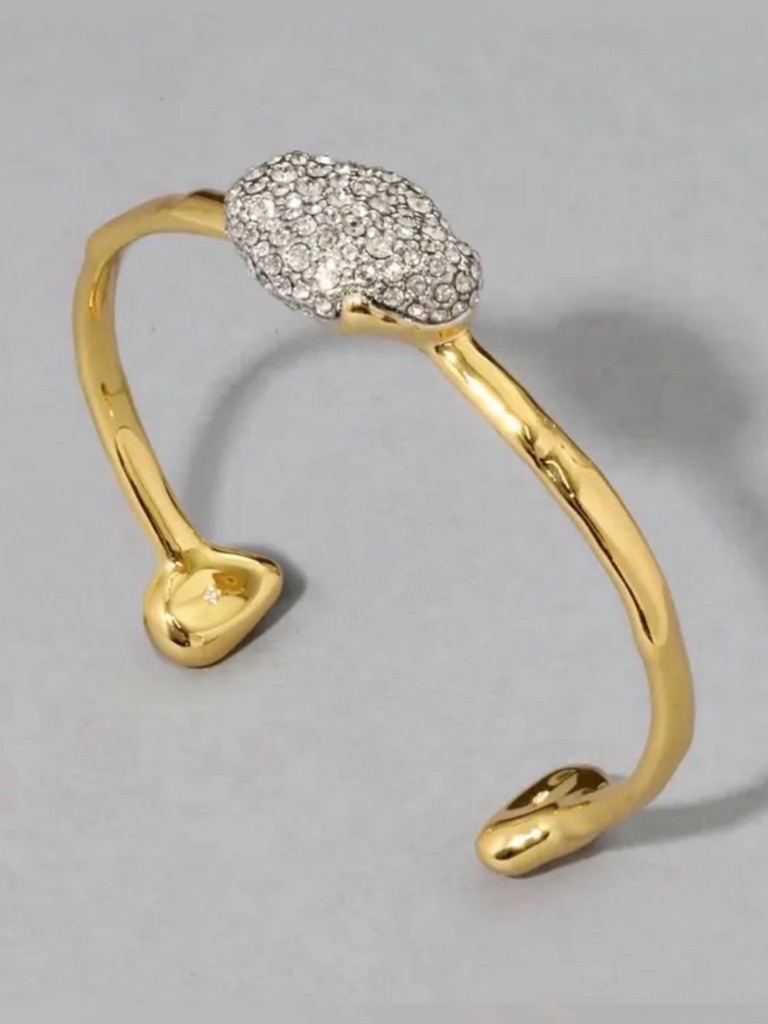 New Alexis Bittar Solanales Crystal Pebble Skinny Cuff Bracelet Jl01 Jl10